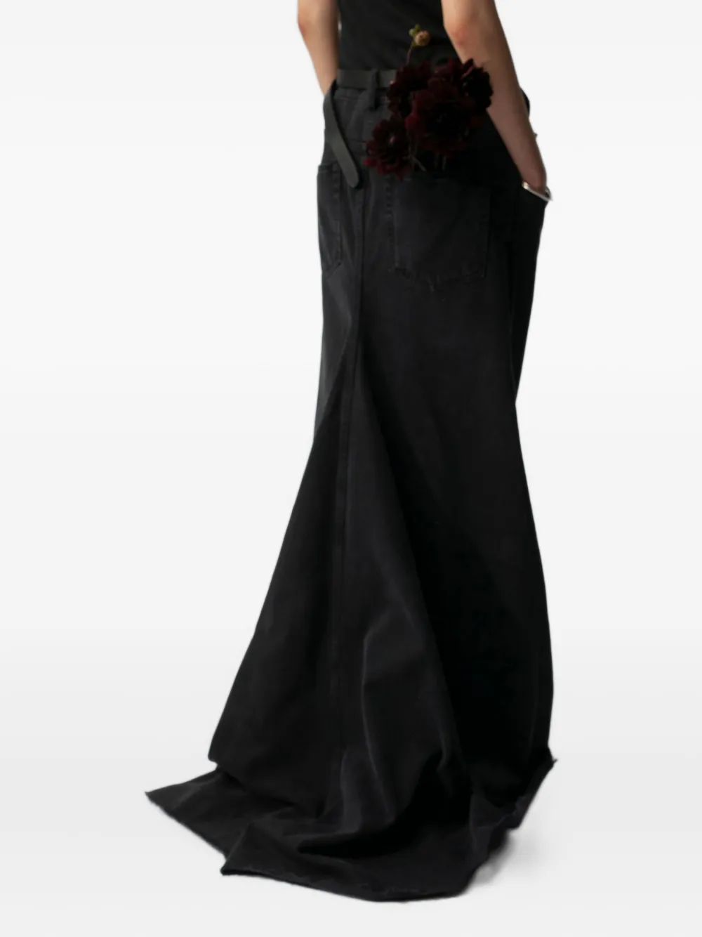 Ann Demeulemeester Goele high-waisted denim maxi skirt - Zwart