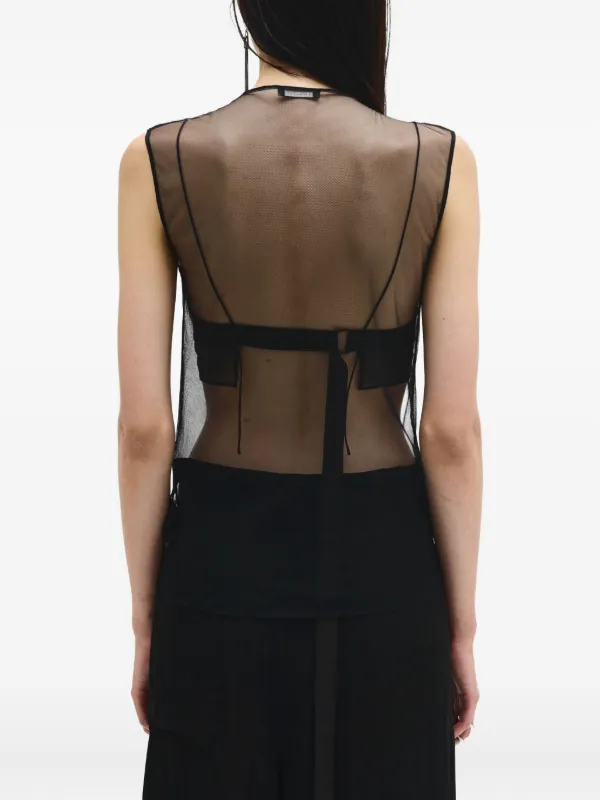 Ann Demeulemeester Till The End semi-sheer Tank Top | Black