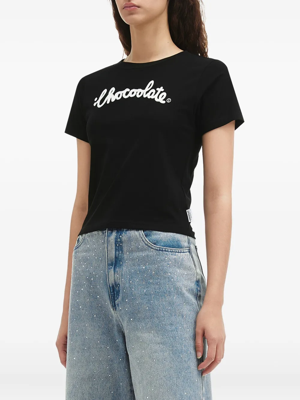 Chocoolate Logo-embroidered T-shirt In Black