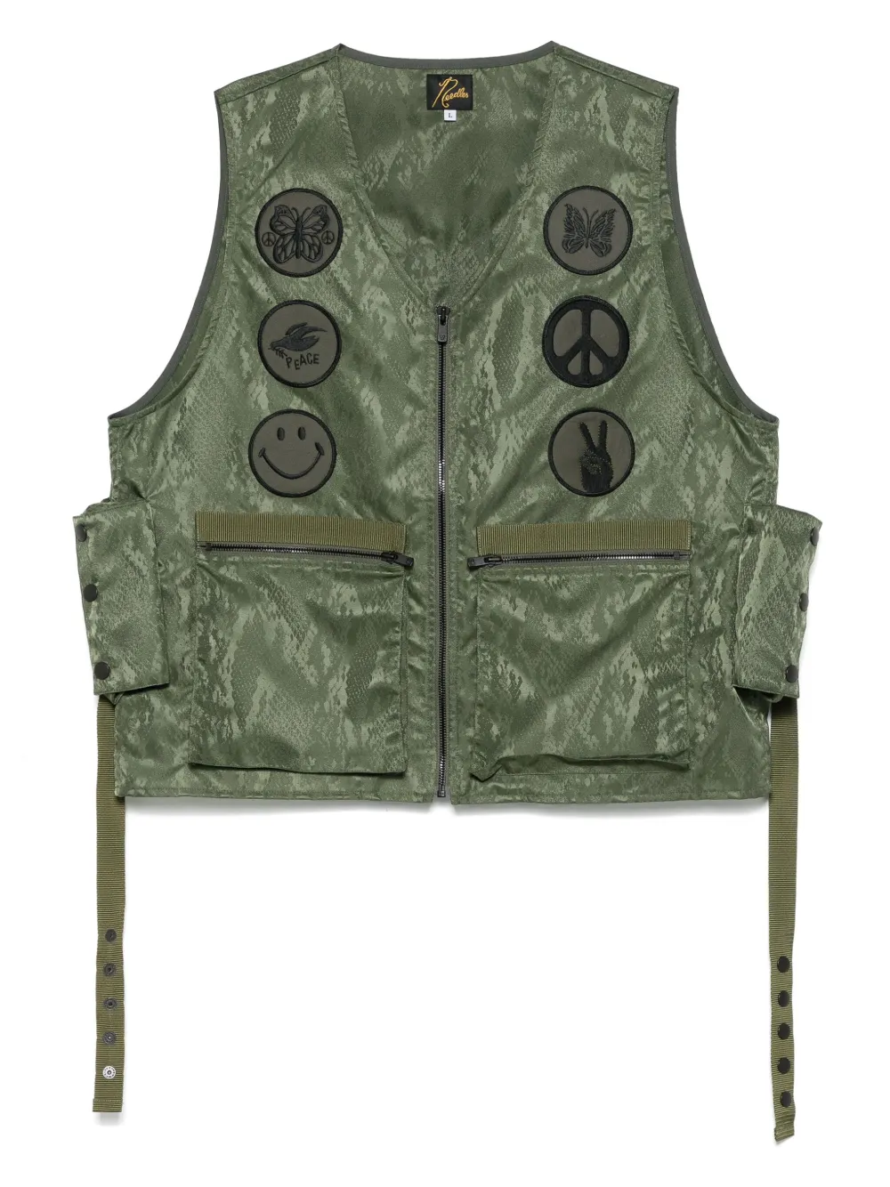 Needles Gilet met geborduurd logo Groen