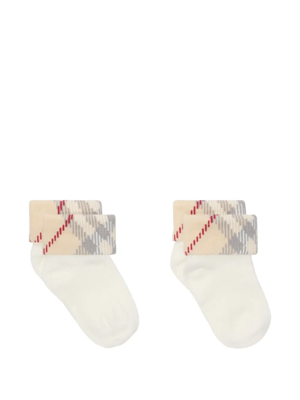 Burberry Kids Twee paar sokken met geruite afwerking - Wit