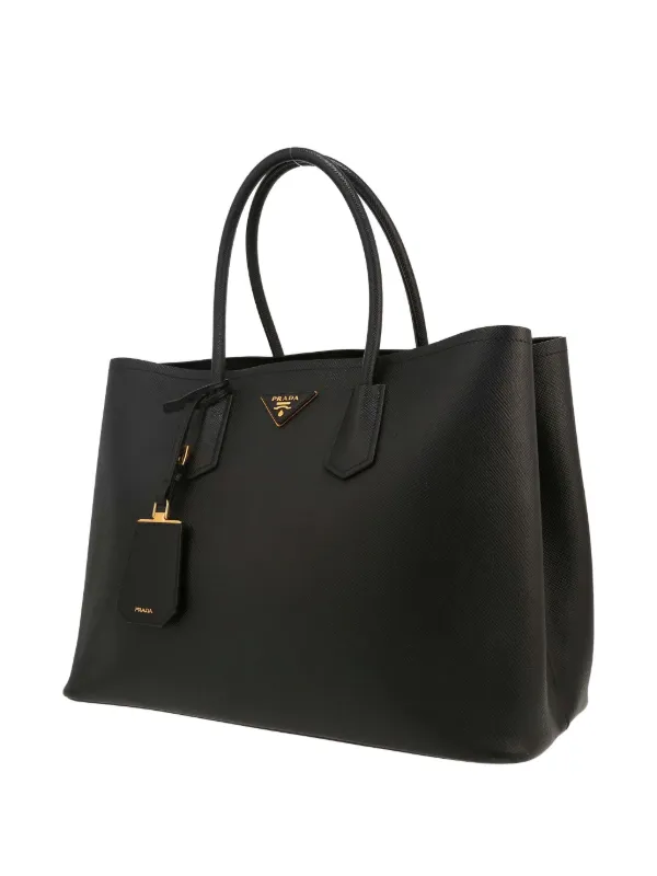 美品✨ PRADA 2way トートバッグ ハンドバッグ サフィアーノ ブラック ブラック Re-Nylon xサフィアーノレザー トートバッグ | PRADA