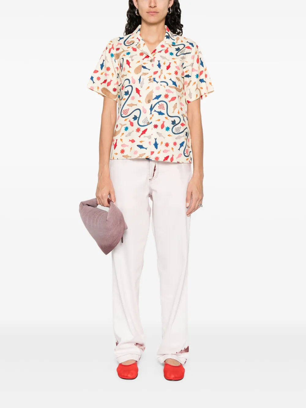 Filson Blouse met walvisprint - Beige