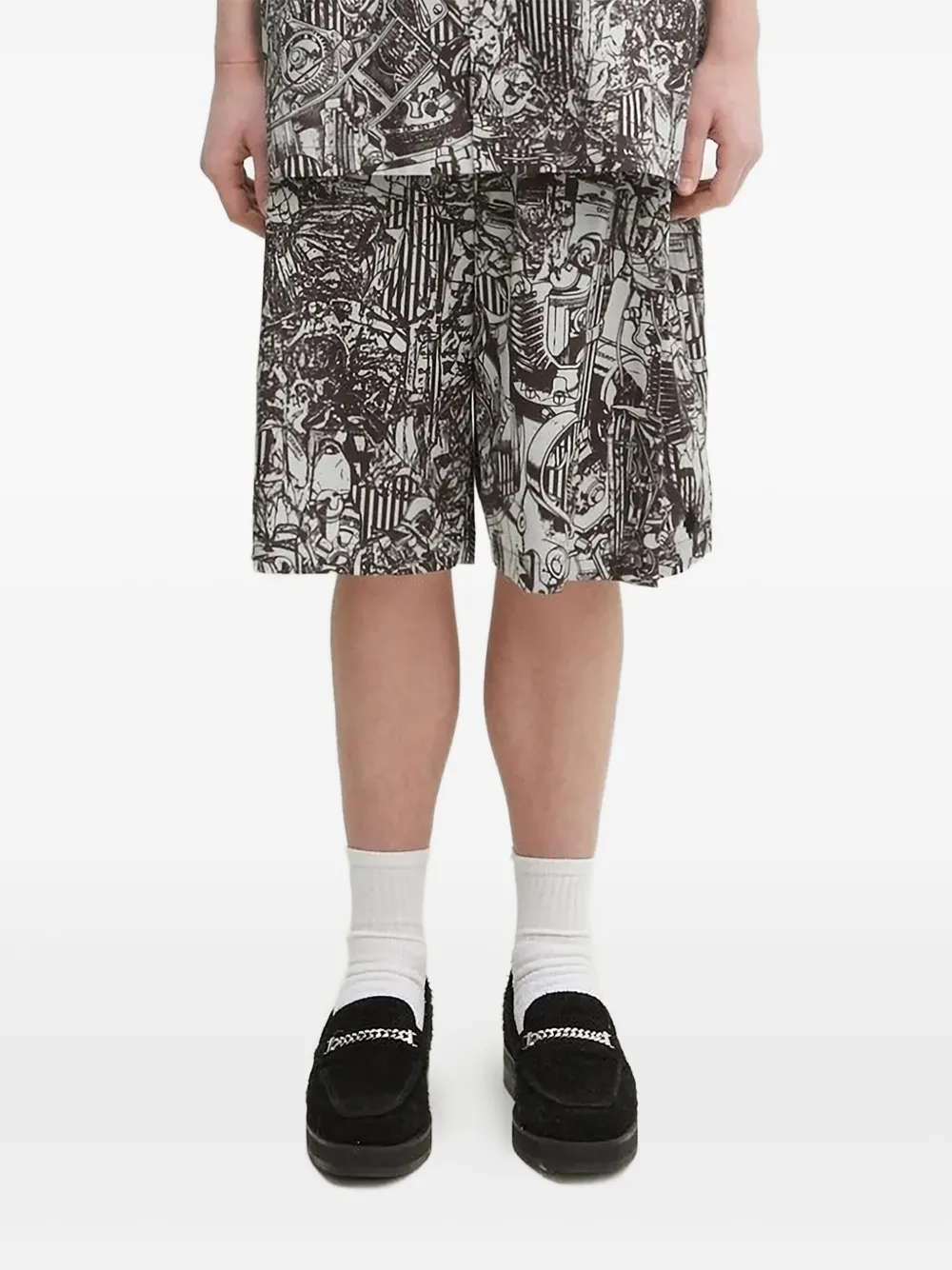 Marcelo Burlon County of Milan pleated print shorts Zwart