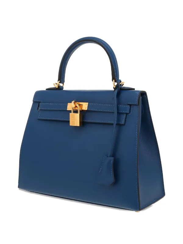 Hermès Pre-Owned Kelly 25 two-way Handbag Blue FARFETCH