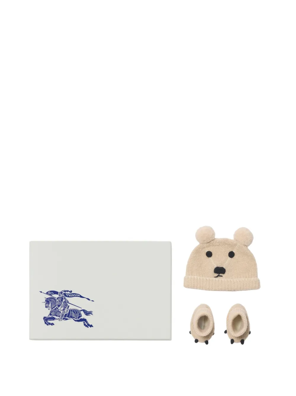 Burberry Kids logo-embroidered beanie set - ニュートラル Burberry Kids logo-embroidered beanie set - ニュートラル