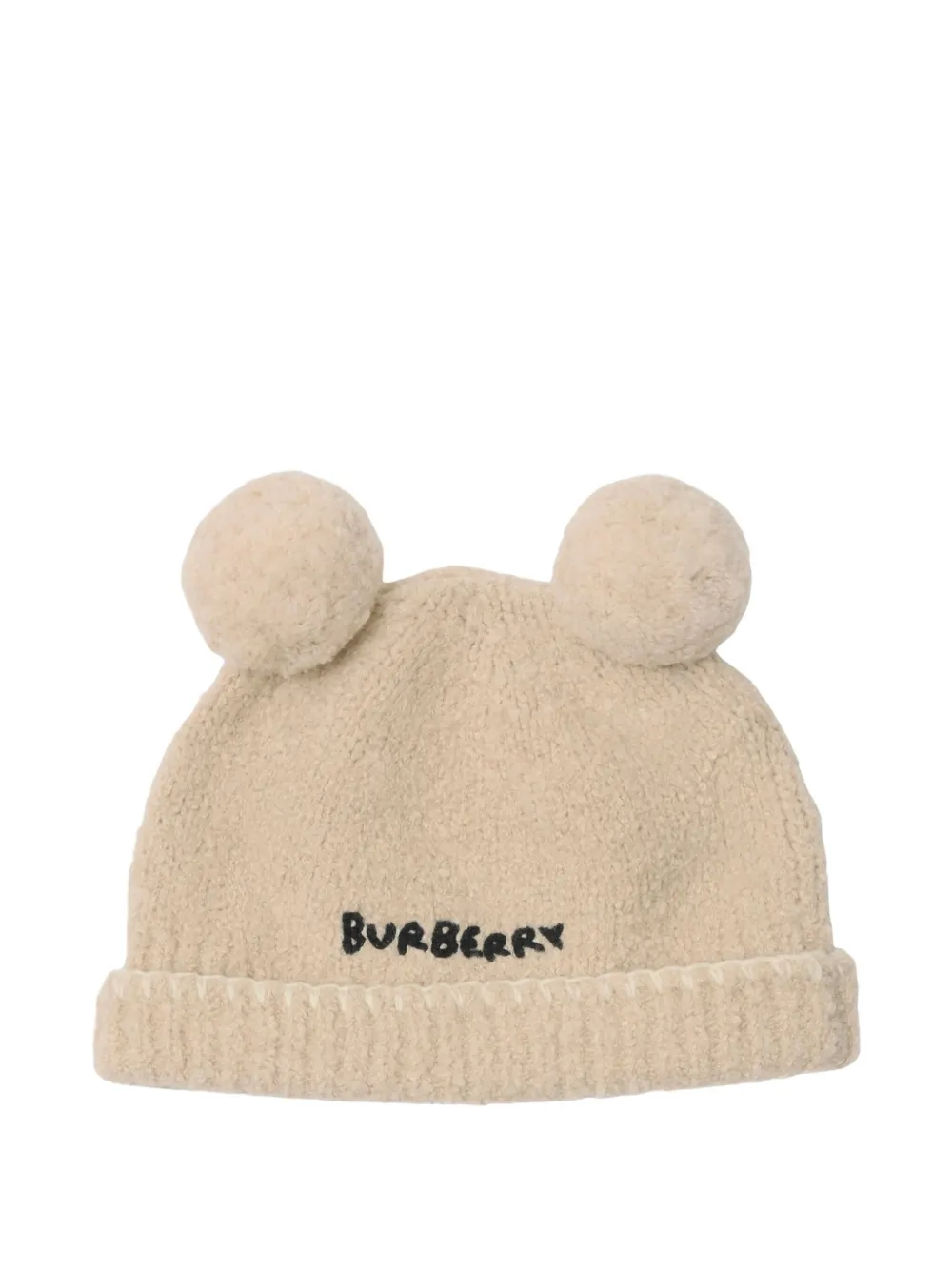 Burberry Kids Katoenen muts met geborduurd logo Beige
