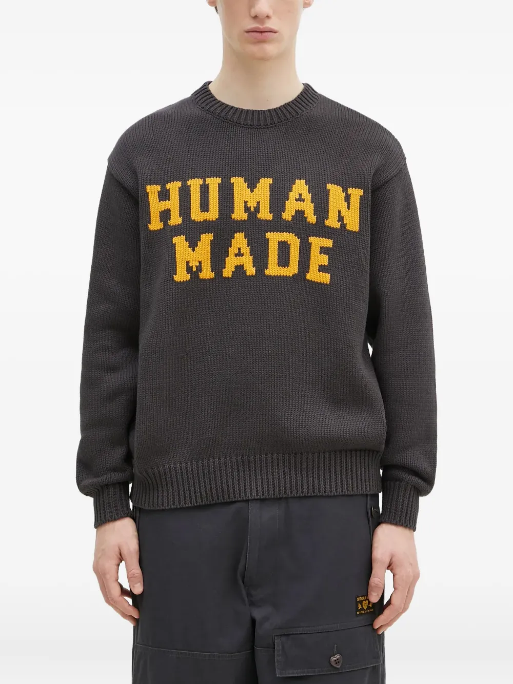 Human Made logo-intarsia sweater - Grigio