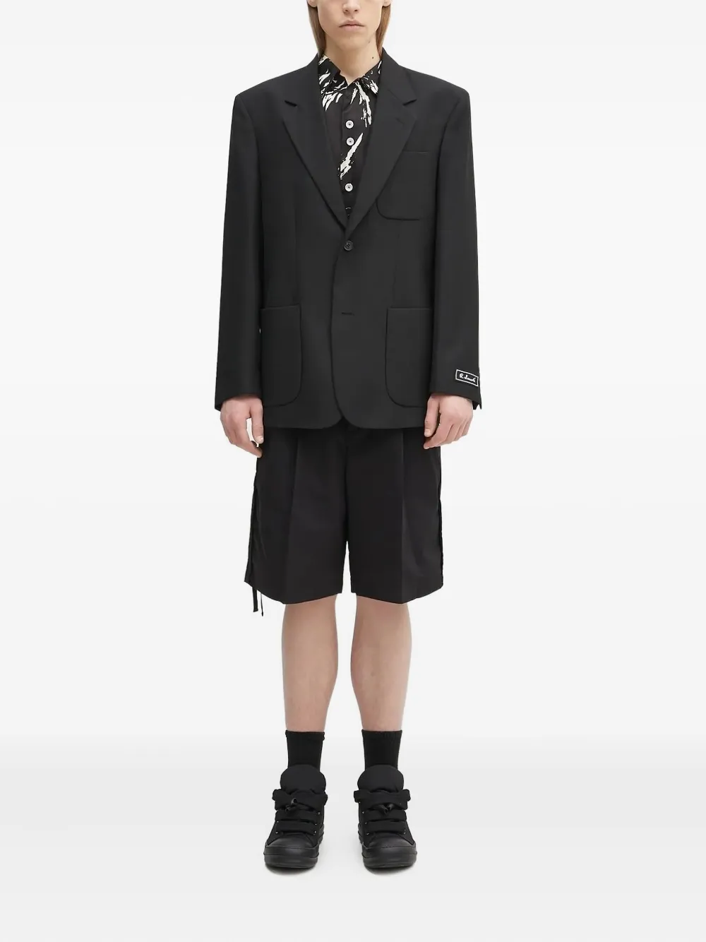 Lacoste patch-pocket single-breasted blazer Zwart