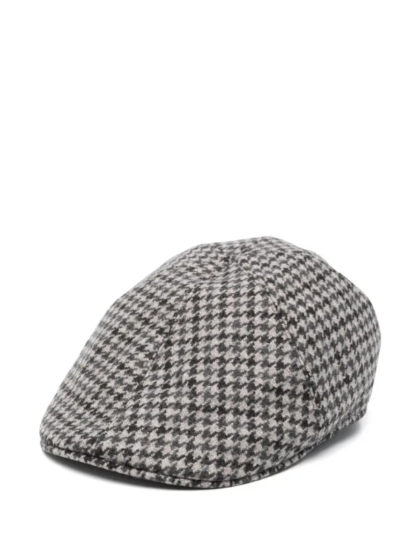 Tagliatore Houndstooth Baker Boy Hat Black FARFETCH IN