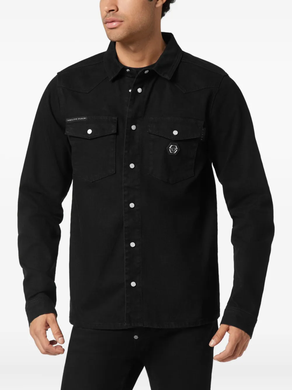 Philipp Plein Overhemd met logoplakkaat Zwart