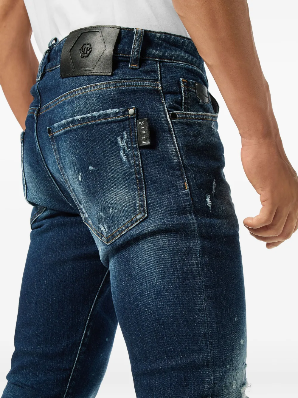 Philipp Plein Jeans met verfspetters Blauw