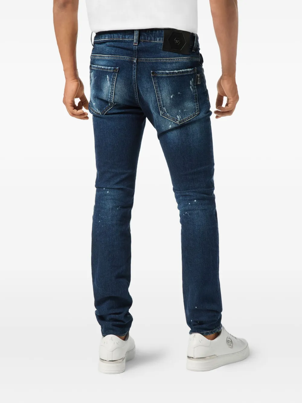 Philipp Plein Jeans met verfspetters Blauw