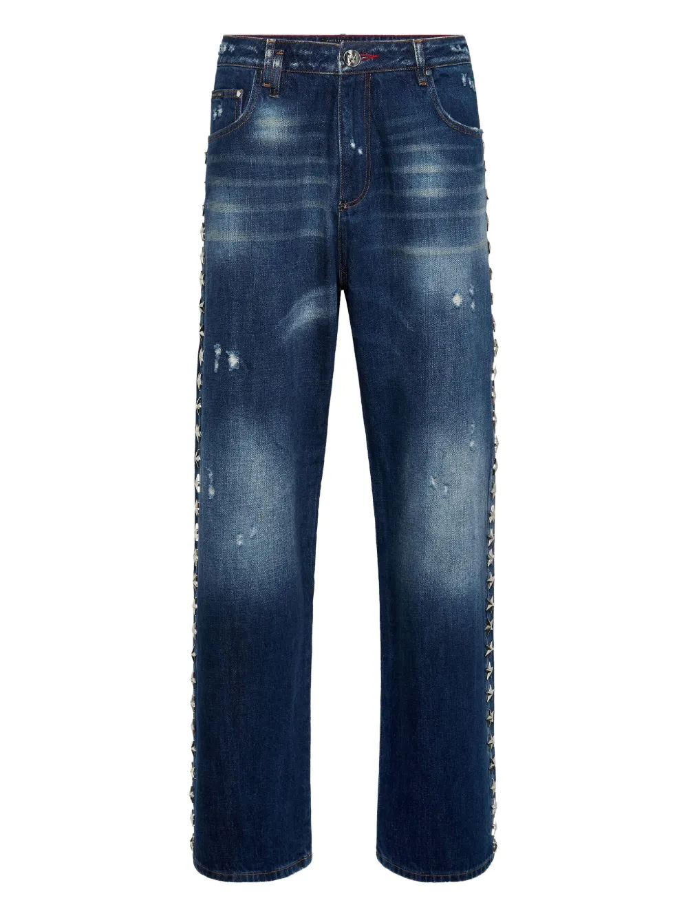 Philipp Plein Jeans Beach Boy Fit con effetto vissuto - Blu