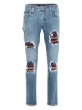 Philipp Plein Rock Star Fit American flag embellished jeans - Blue