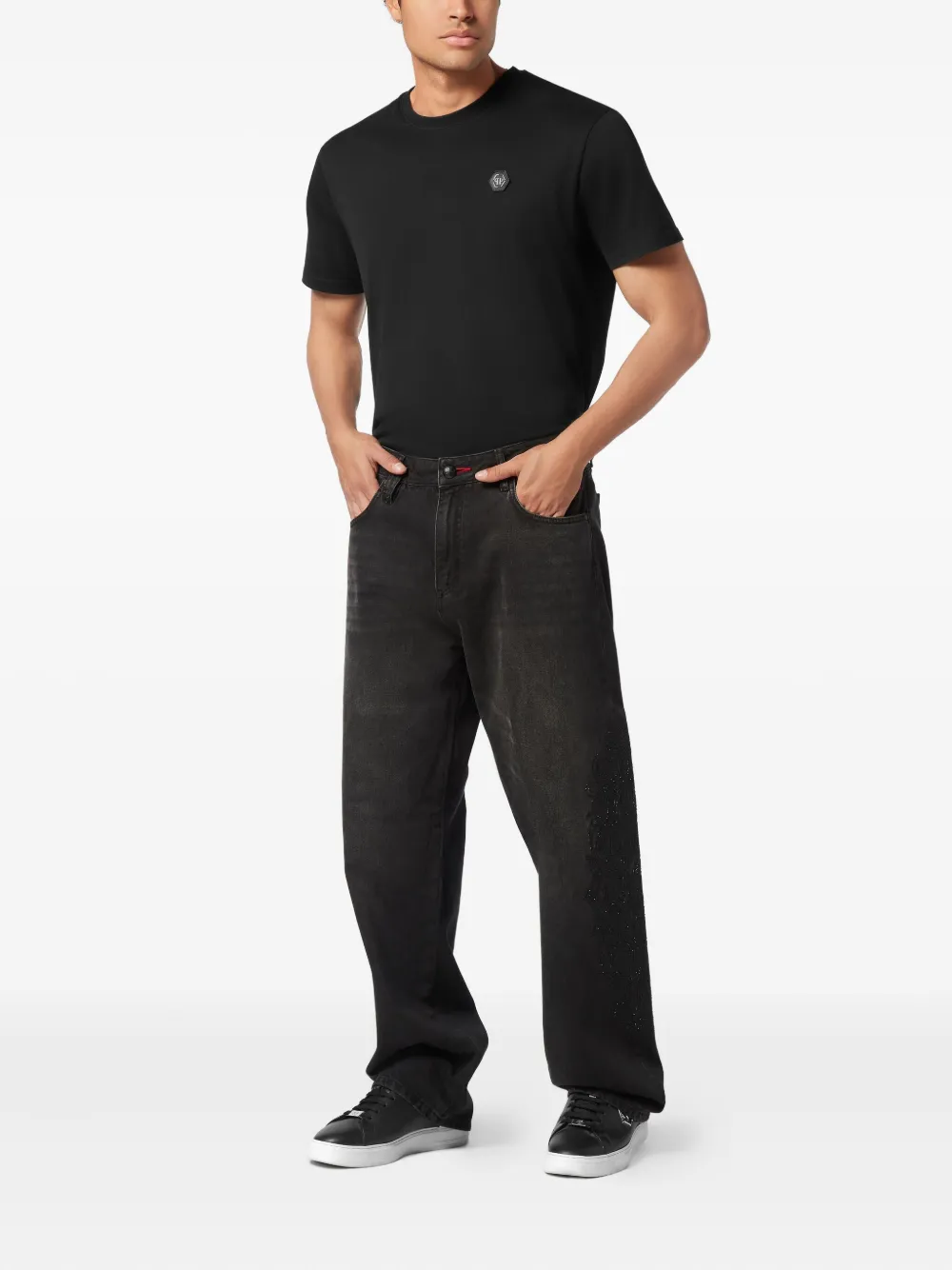 Philipp Plein Beach Boy Fit Cross Gothic jeans met geborduurd detail - Grijs