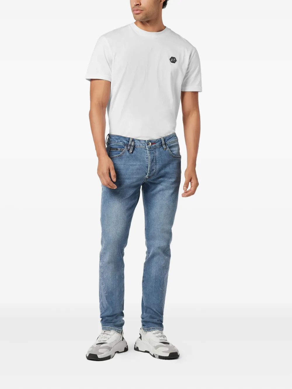 Philipp Plein Jeans met logo-applicatie - Blauw