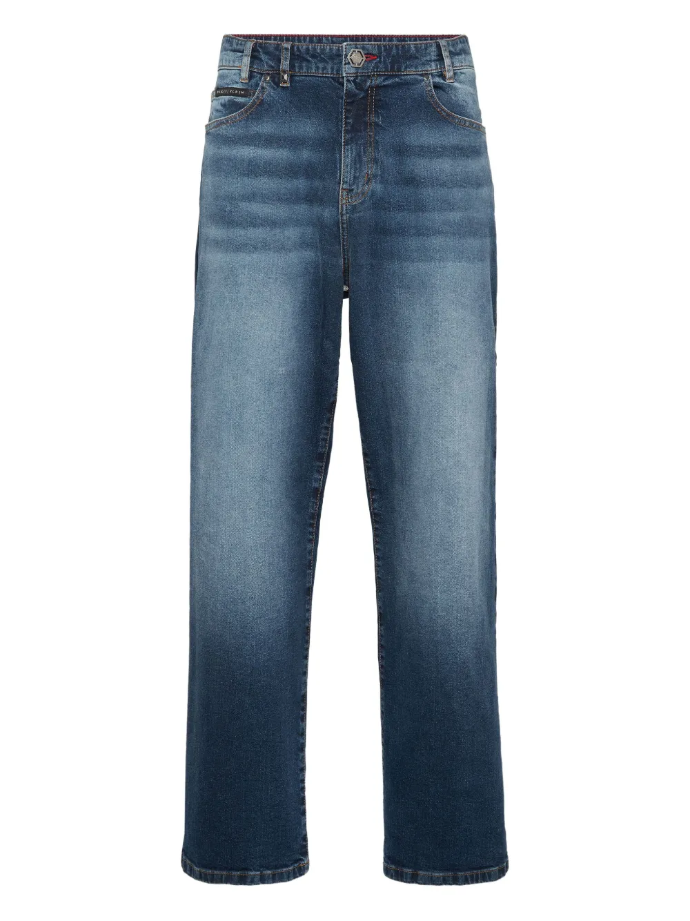Philipp Plein Beach Boy Fit Greatness Embroidered-logo Jeans In Blue