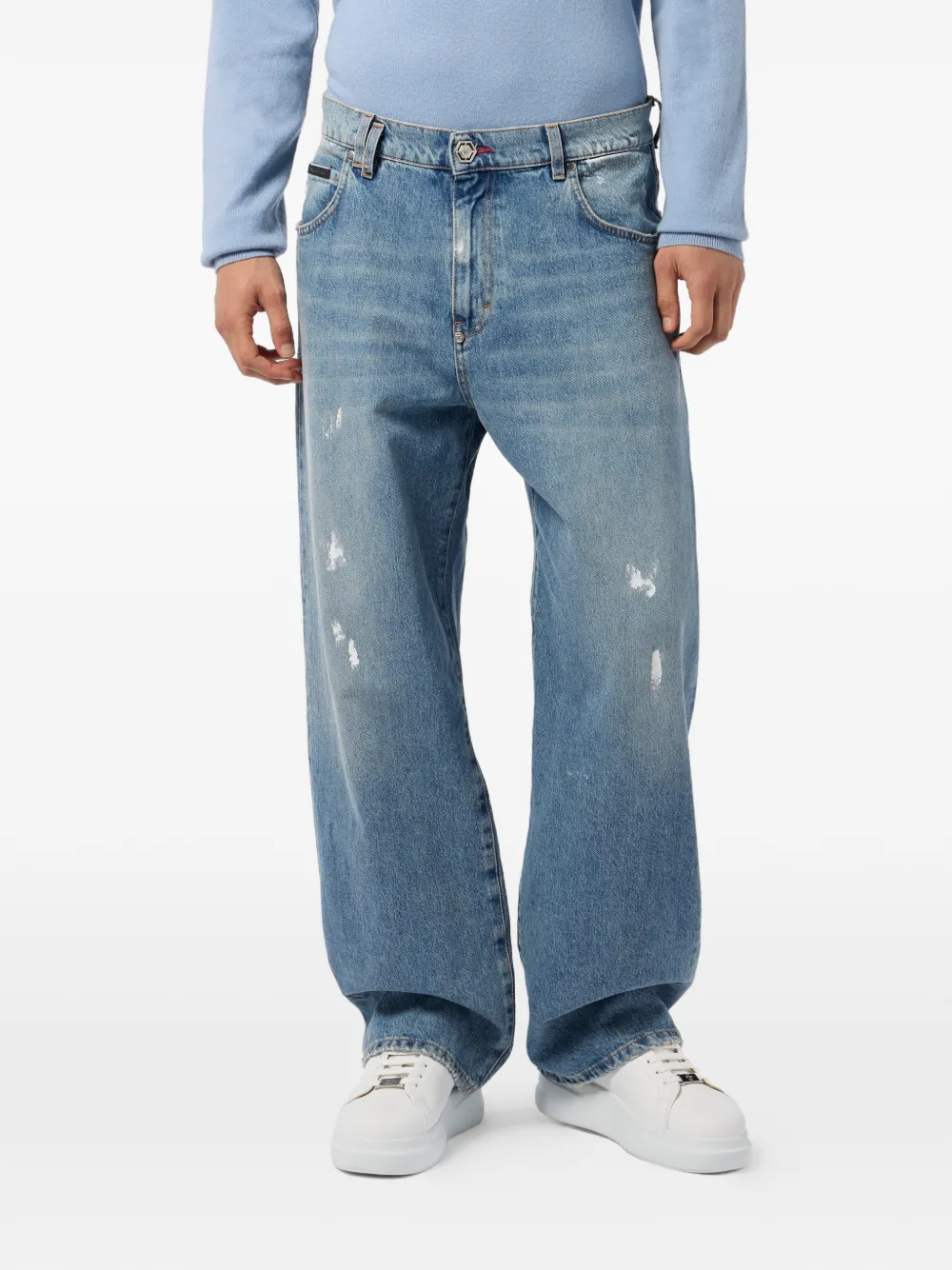 Philipp Plein distressed-detail jeans - Blauw