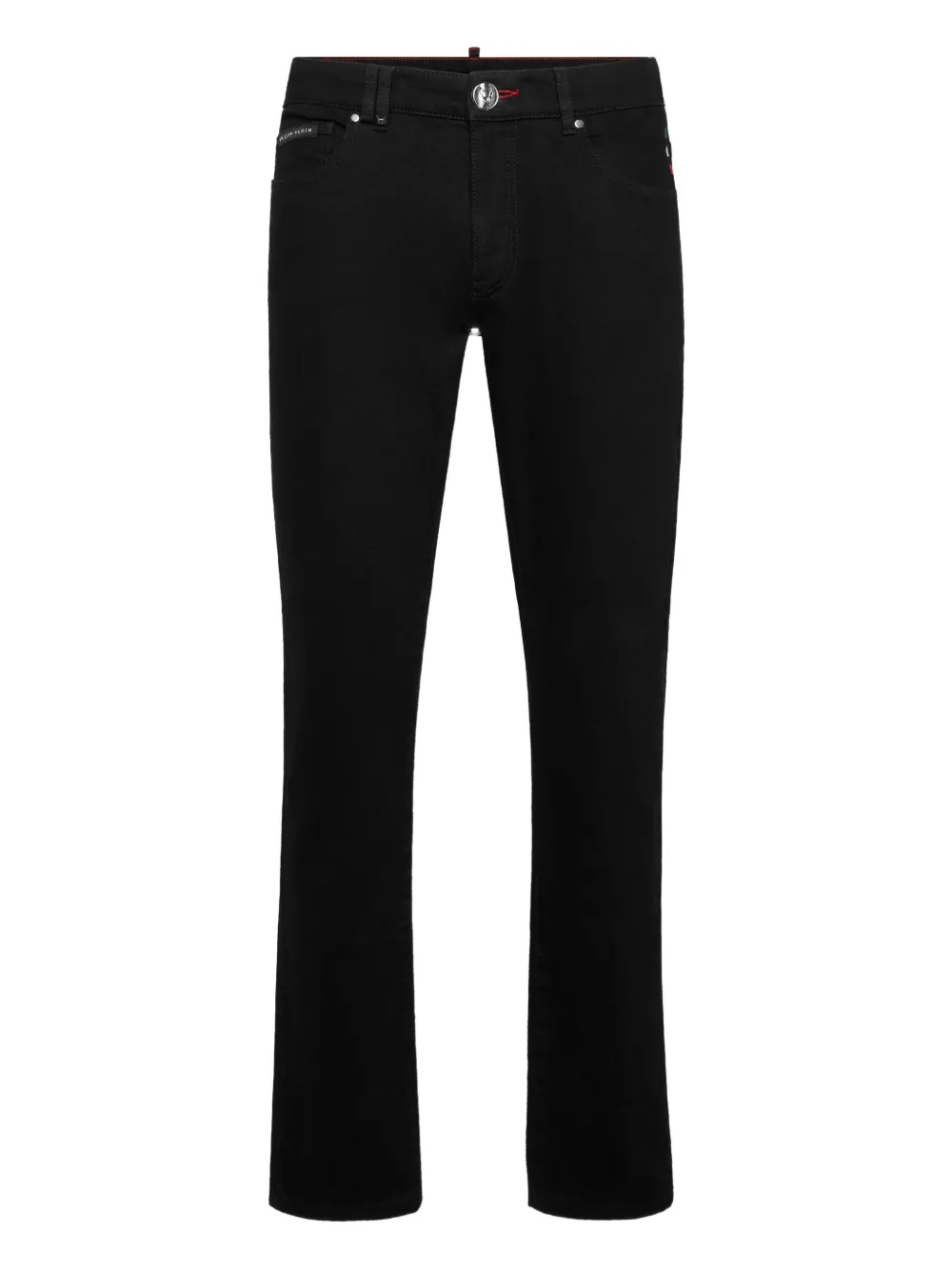 Philipp Plein Logo-plaque Straight Jeans In Black