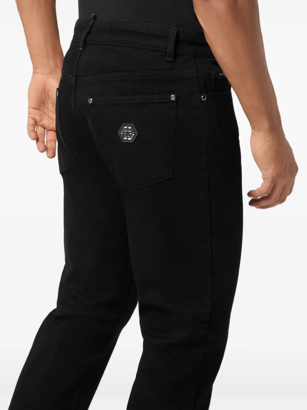 Philipp Plein Logo-plaque Straight Jeans In Black