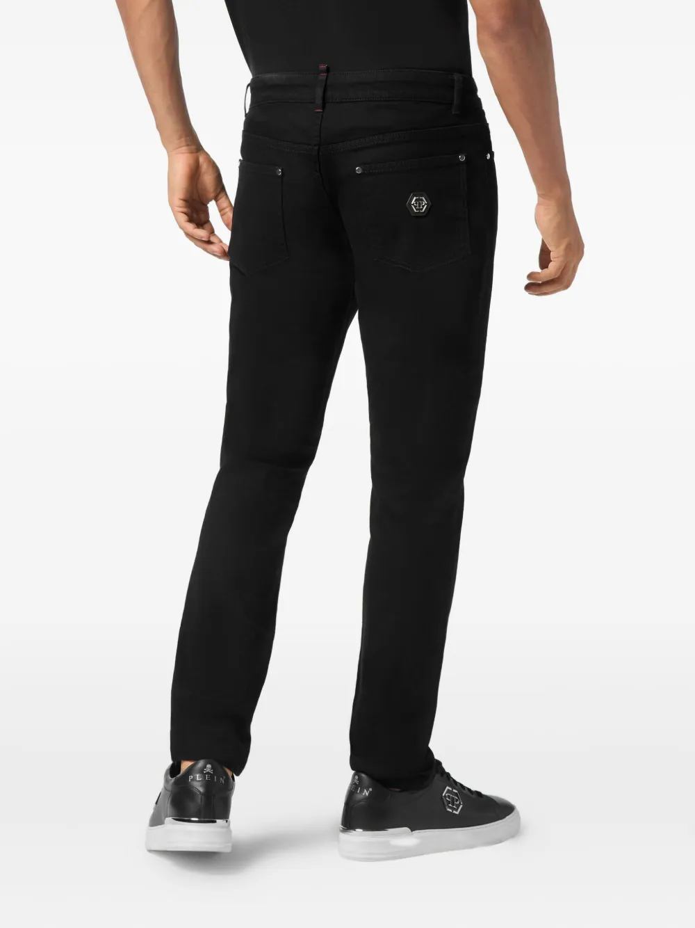 Philipp Plein Logo-plaque Straight Jeans In Black