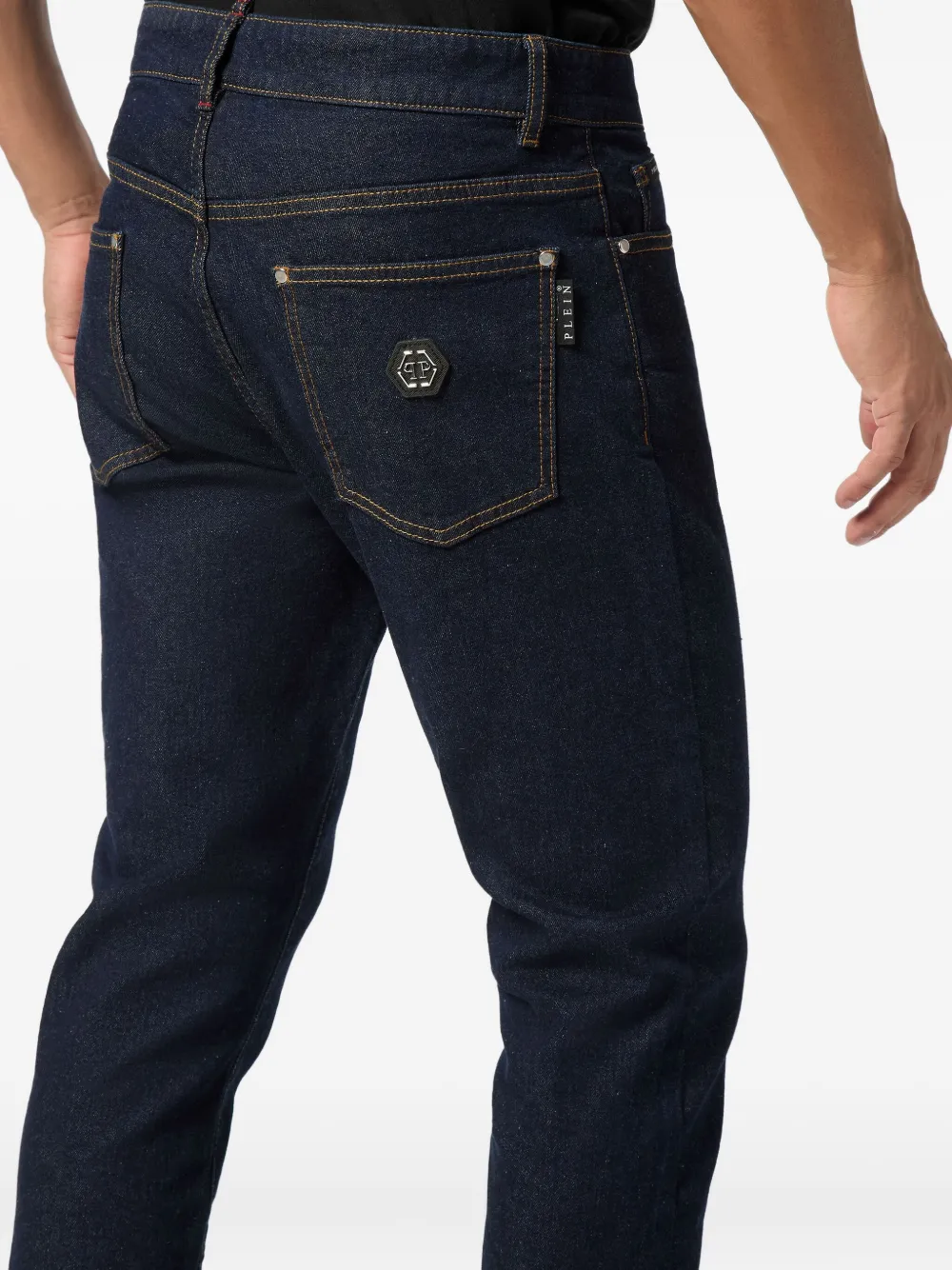 Philipp Plein Logo-plaque Jeans In Blue