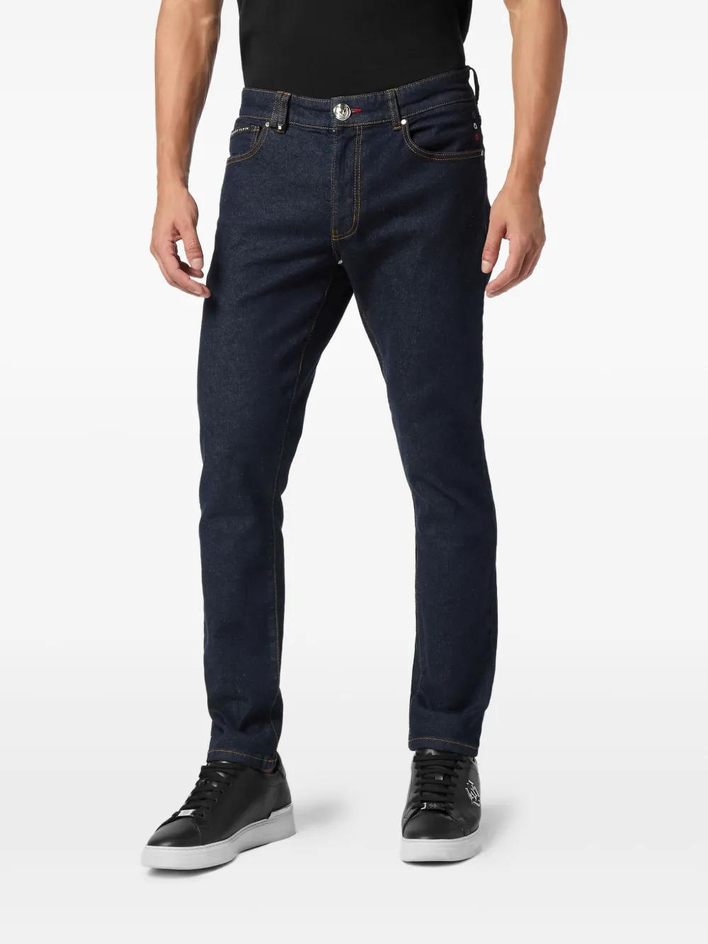 Philipp Plein Logo-plaque Jeans In Blue