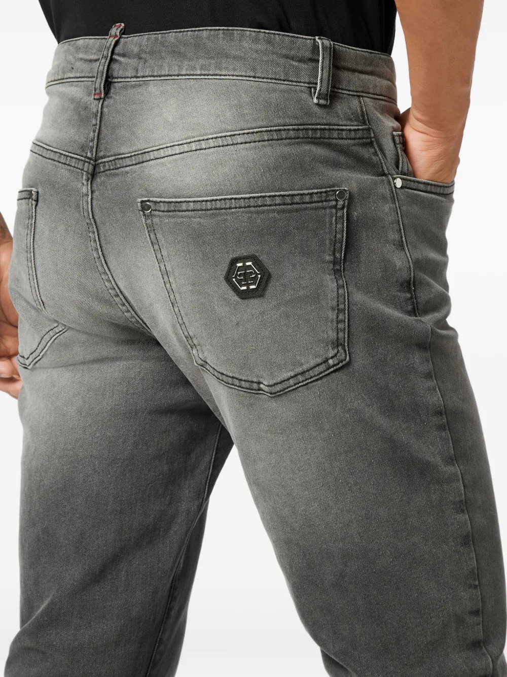 Philipp Plein Supreme Fit Logo-plaque Jeans In Gray