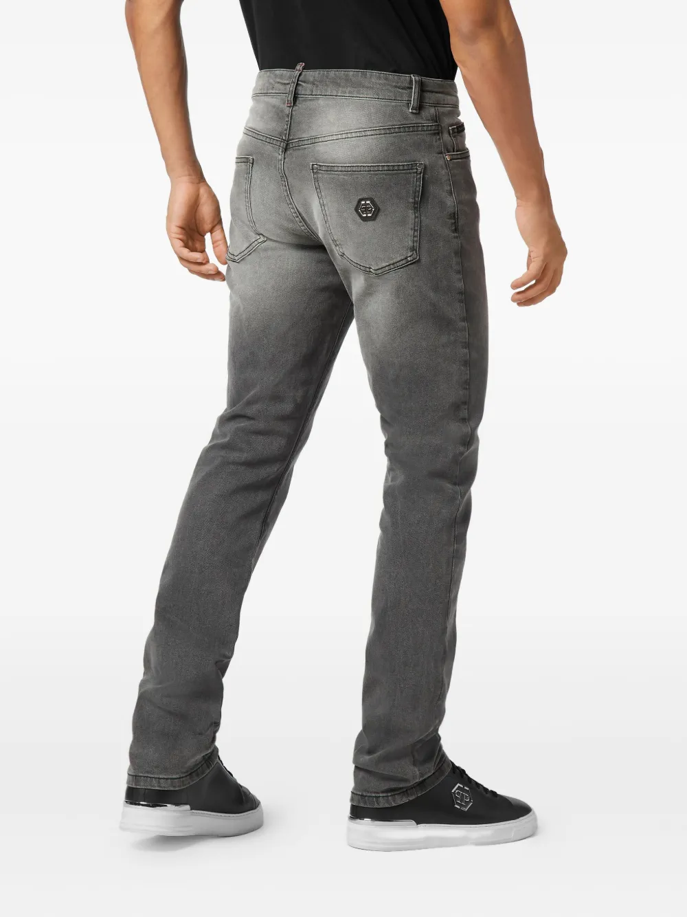 Philipp Plein Supreme Fit Logo-plaque Jeans In Gray