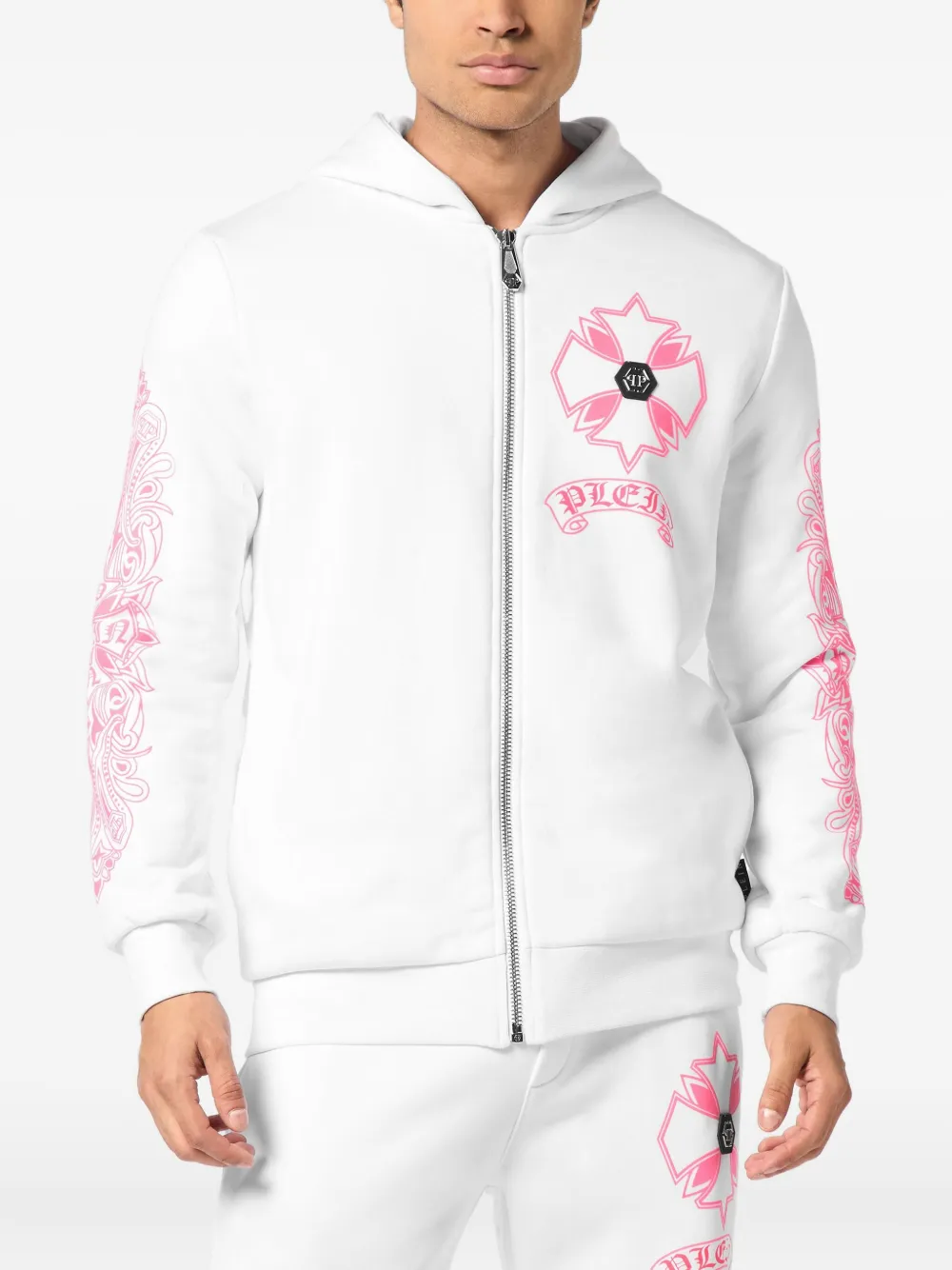 Philipp Plein Chrome hoodie met ritssluiting Wit