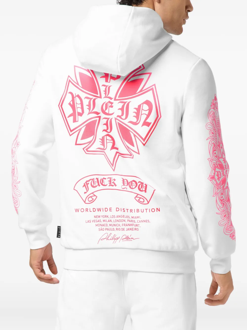 Philipp Plein Chrome hoodie met ritssluiting Wit