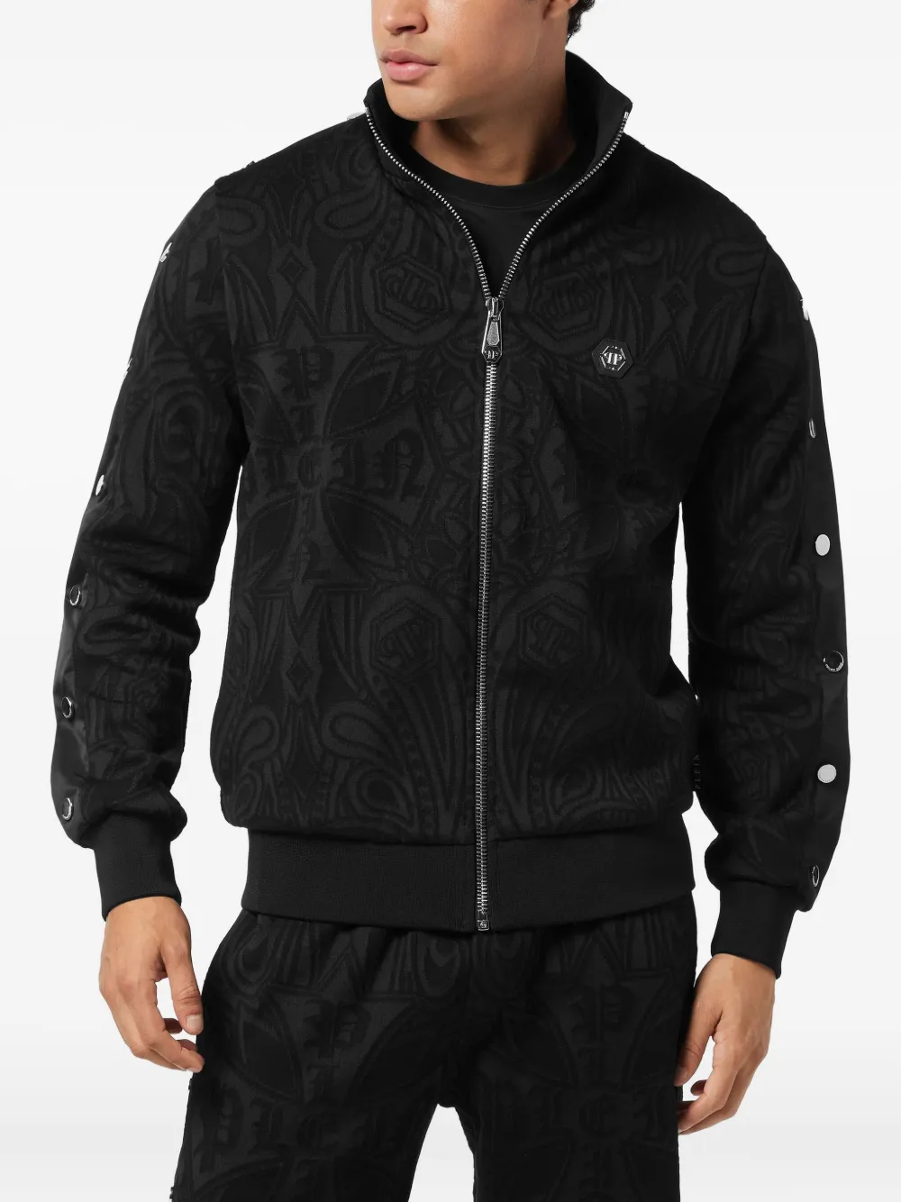 Philipp Plein Chrome Crest trainingsjack Zwart