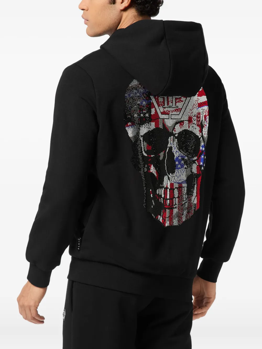 Philipp Plein Hoodie met doodskop en rits Zwart