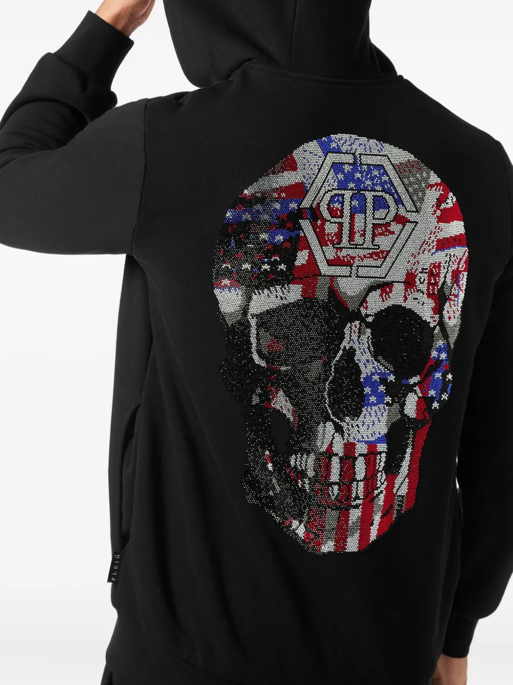 Philipp Plein Hoodie met doodskop en rits Zwart