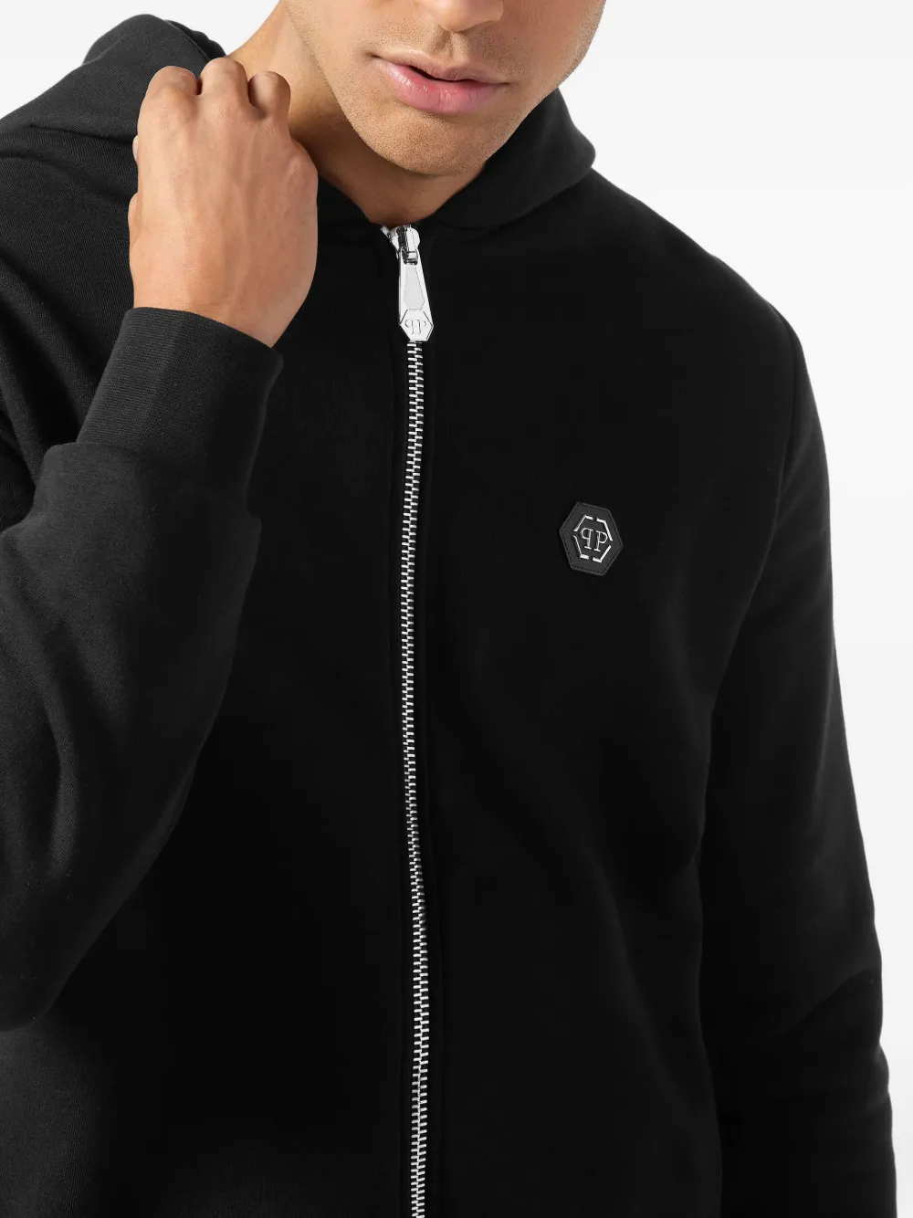 Philipp Plein Hoodie met doodskop en rits Zwart