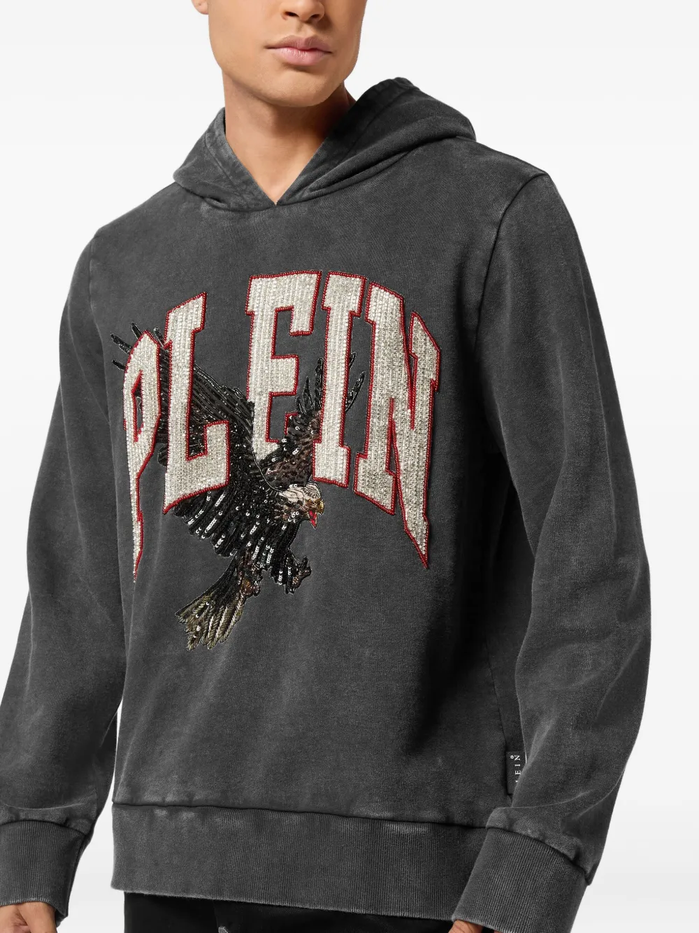 Philipp Plein Hoodie verfraaid met adelaar Zwart
