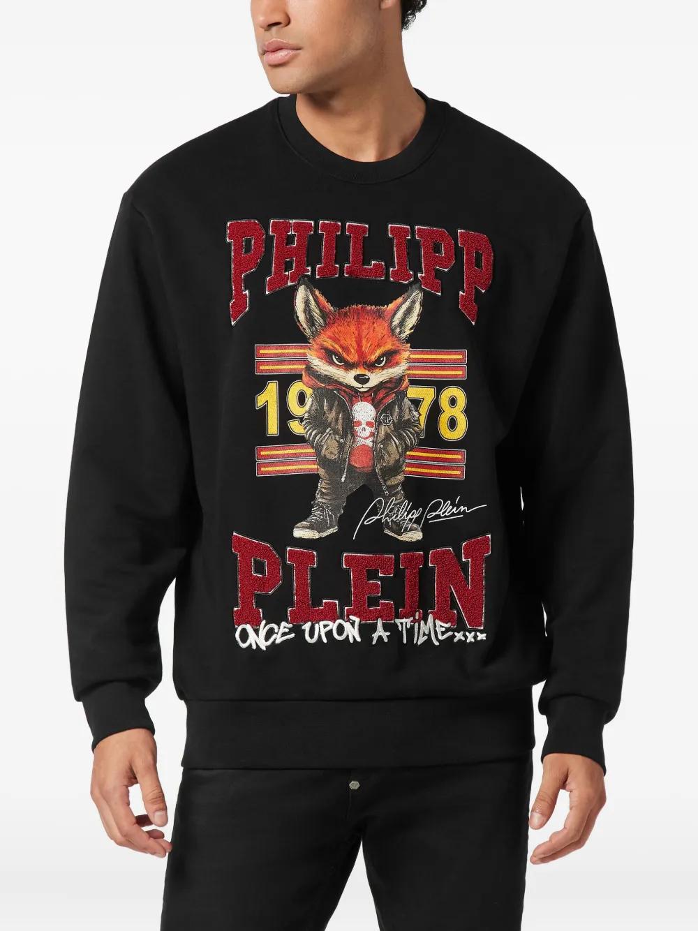 Philipp Plein Sweater met ronde hals en vossenprint - Zwart