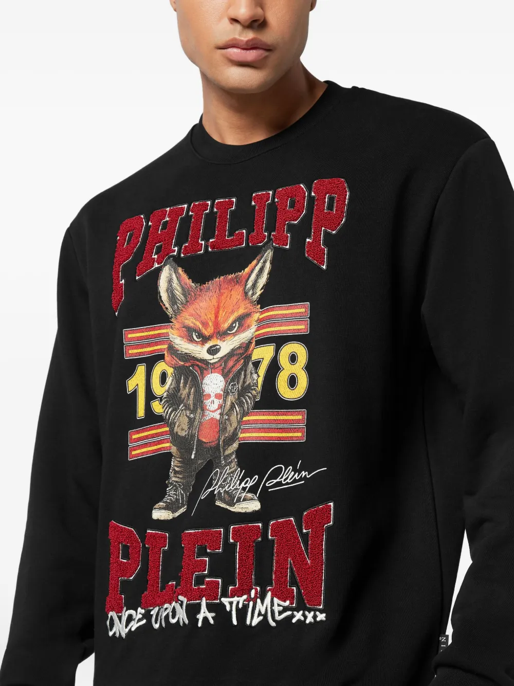 Philipp Plein Sweater met ronde hals en vossenprint Zwart