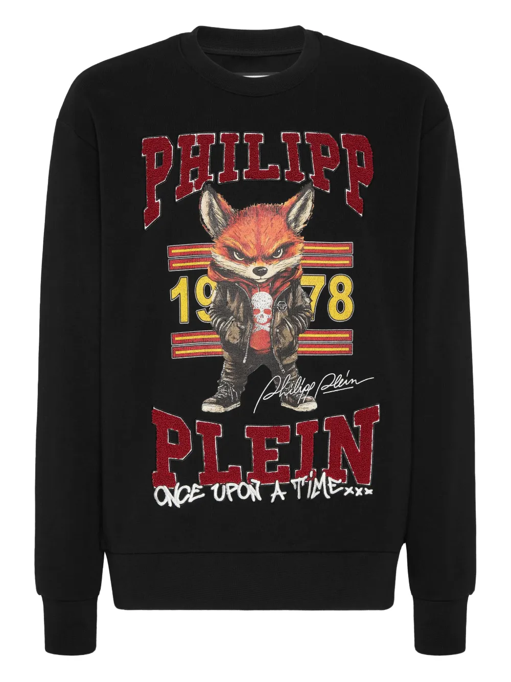 Philipp Plein sudadera con cuello redondo y zorro estampado | negro | Image 1