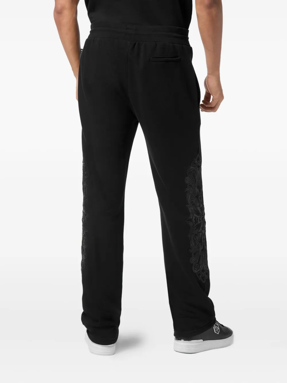 Philipp Plein Trainingsbroek met geborduurd leer Zwart