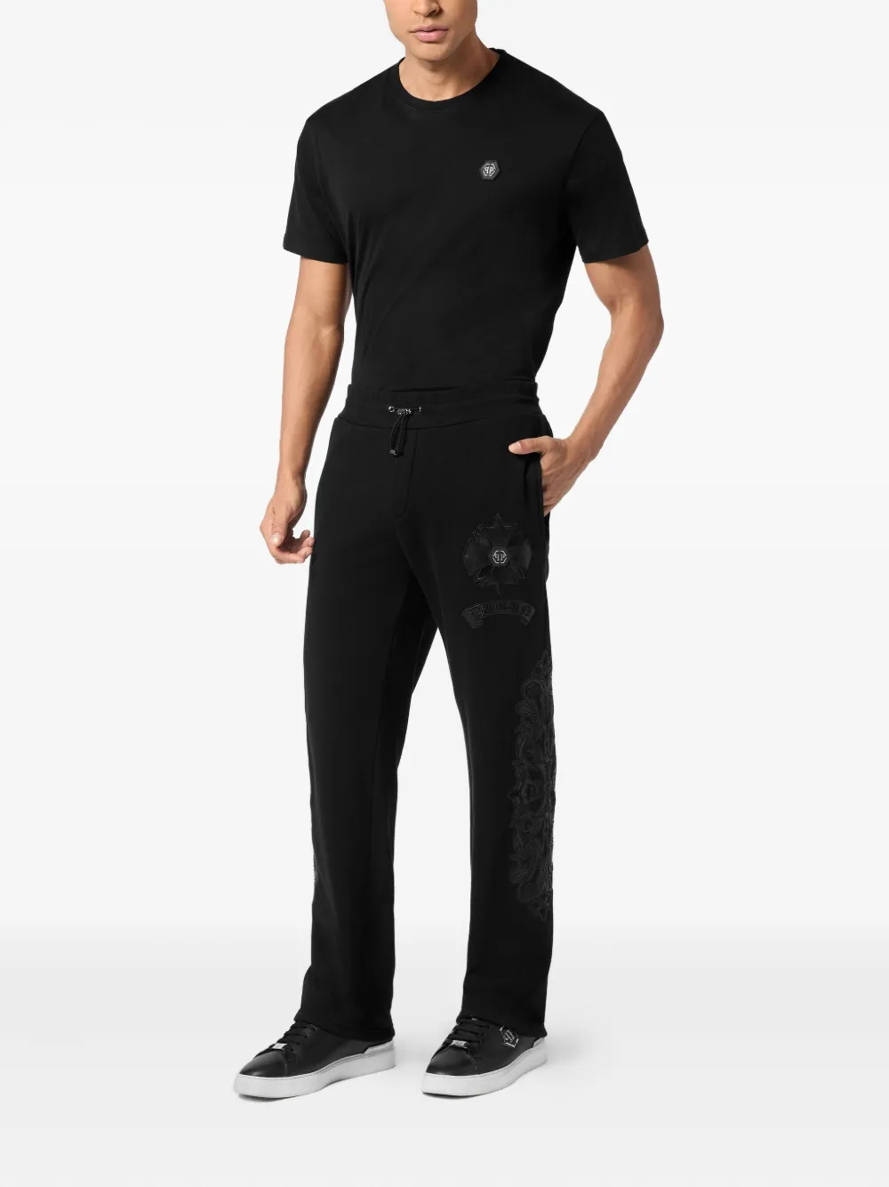 Philipp Plein Trainingsbroek met geborduurd leer - Zwart