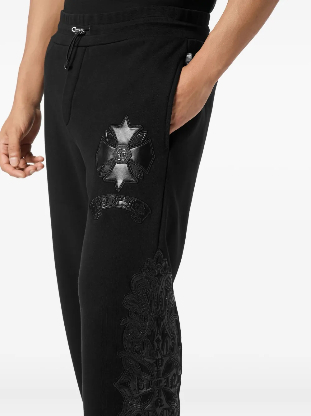 Philipp Plein Trainingsbroek met geborduurd leer Zwart