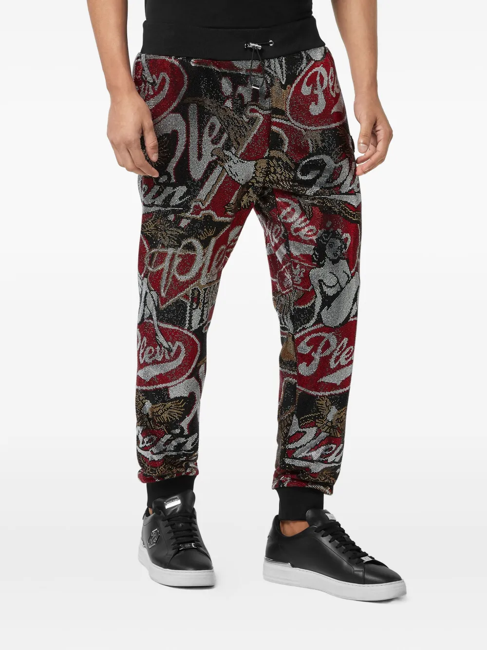 Philipp Plein Plein Beer Stones trainingsbroek verfraaid met stras en logo - Zwart