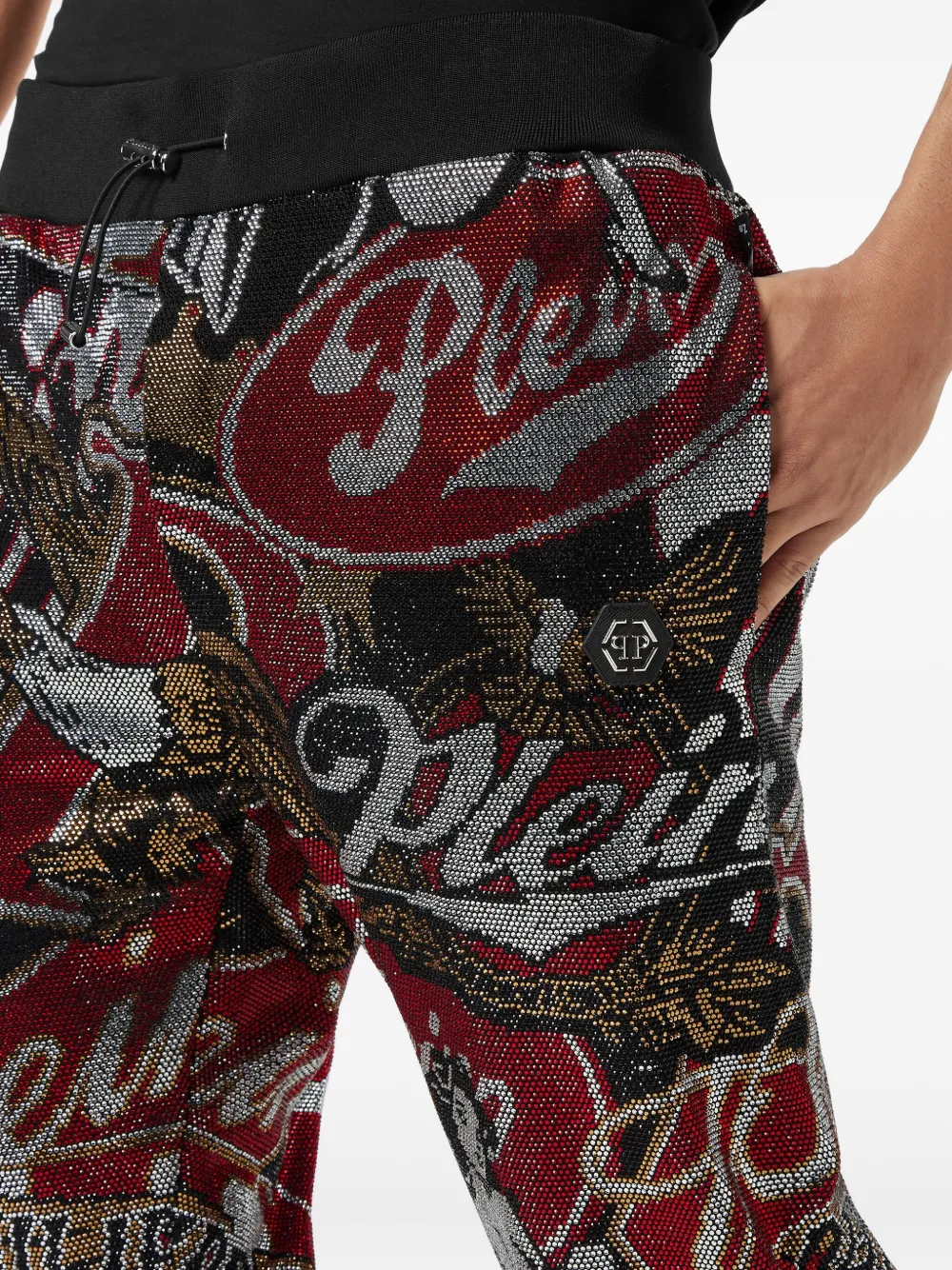 Philipp Plein Beer Stones trainingsbroek verfraaid met stras en logo Zwart