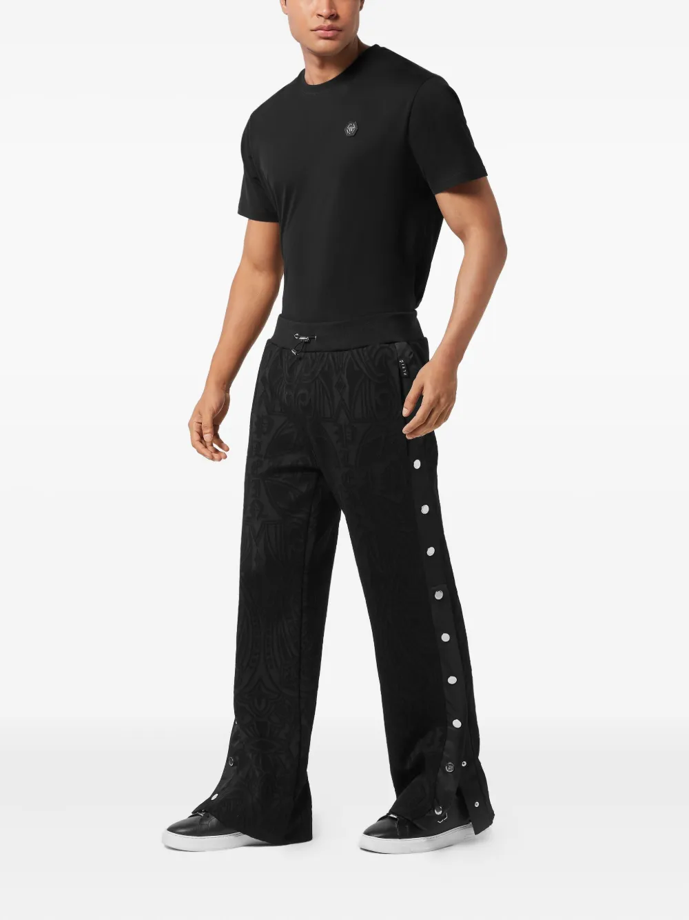 Philipp Plein Chrome Crest broek met jacquard - Zwart