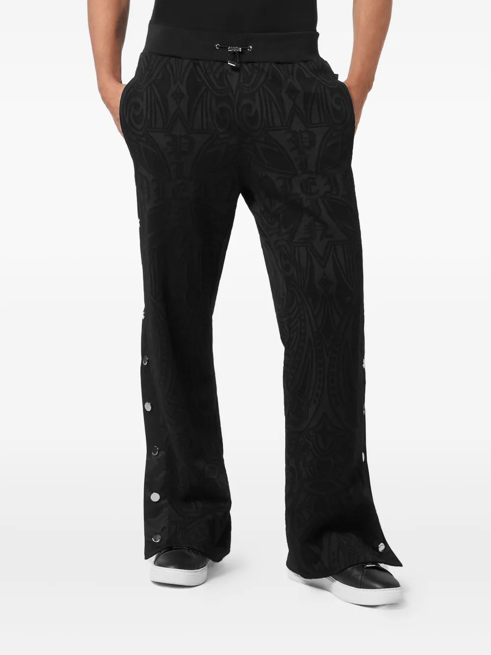 Philipp Plein Chrome Crest broek met jacquard Zwart