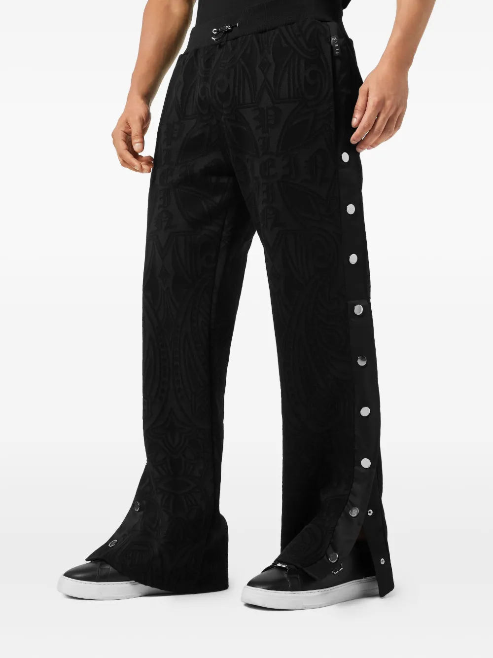 Philipp Plein Chrome Crest broek met jacquard Zwart