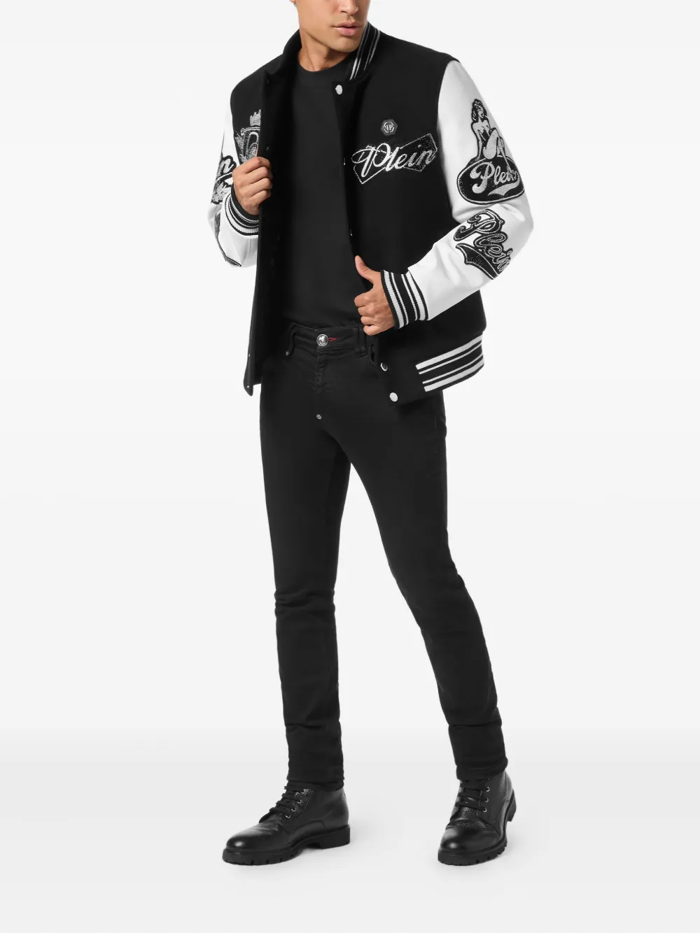 Philipp Plein eagle-embellished varsity bomber jacket | Bomber Jackets | Image 2