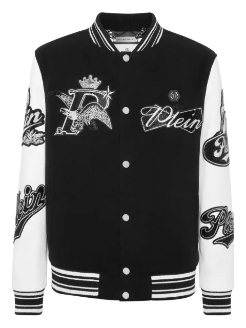 Philipp Plein eagle-embellished varsity bomber jacket